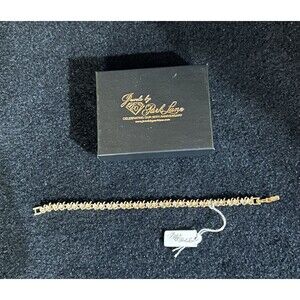 NWT Signed Park Lane 7" Gold Tone Tennis Bracelet Clear Stone J54